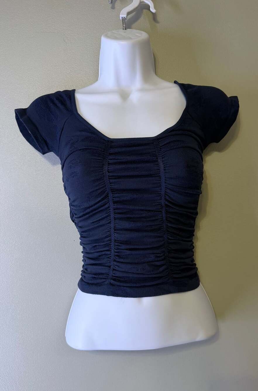 Free People Ruched Crop Top Size XS/S Blue
